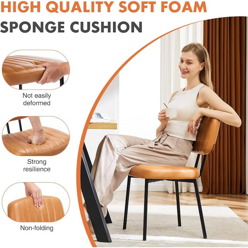 Dining Chairs Set of 2, Upholstered Faux Leathe Kitchen Dining Room Accent Chairs for Kitchen, Living Room