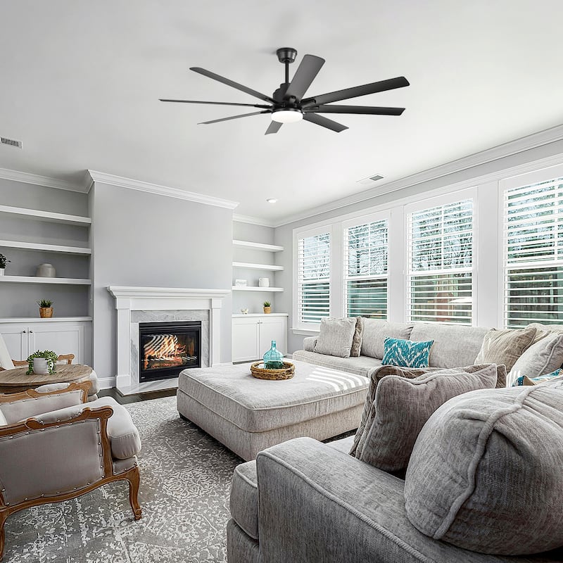 52 Inch Flush Mount Smart Ceiling Fan with Light, APP and Remote Control, Low Profile - 52 inch