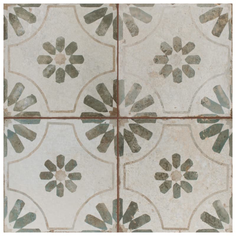 Merola Tile Kings Blume Sage 17-5/8" x 17-5/8" Ceramic Floor and Wall Tile
