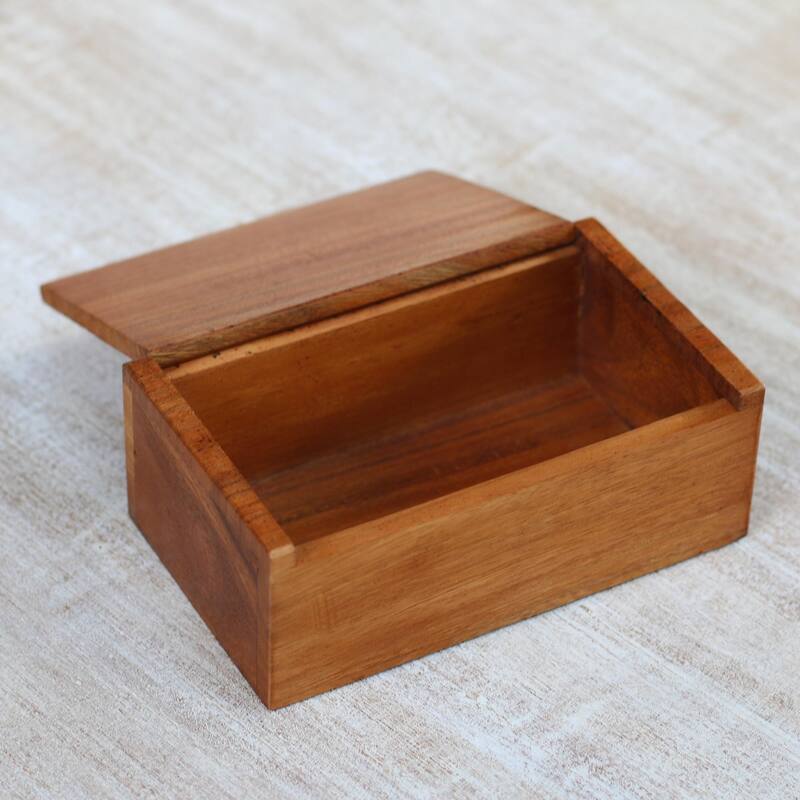 NOVICA Handmade Forest Gecko Decorative Wood Box - 3.3" H x 7.75" W x 4.7" D