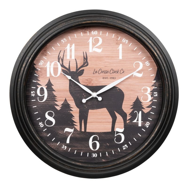 La Crosse Clock 433-3841D 15.75" Outdoor Northwoods Deer Quartz Clock