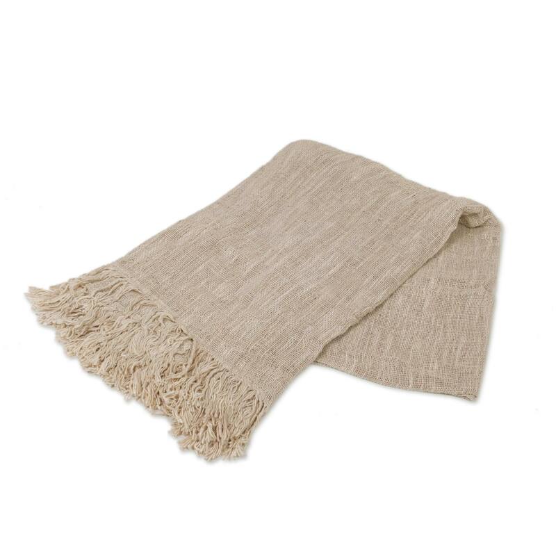Novica Handmade Alabaster Madura Cotton Throw
