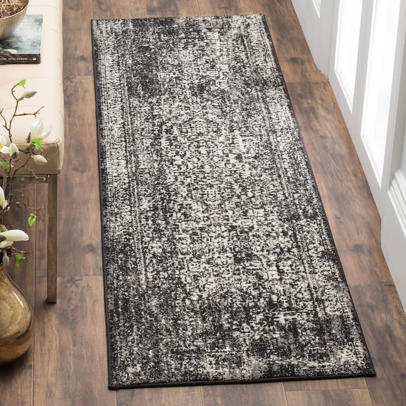 SAFAVIEH Evoke Quinn Vintage Distressed Rug - 2'2" x 11' Runner - Black/Grey - Runner