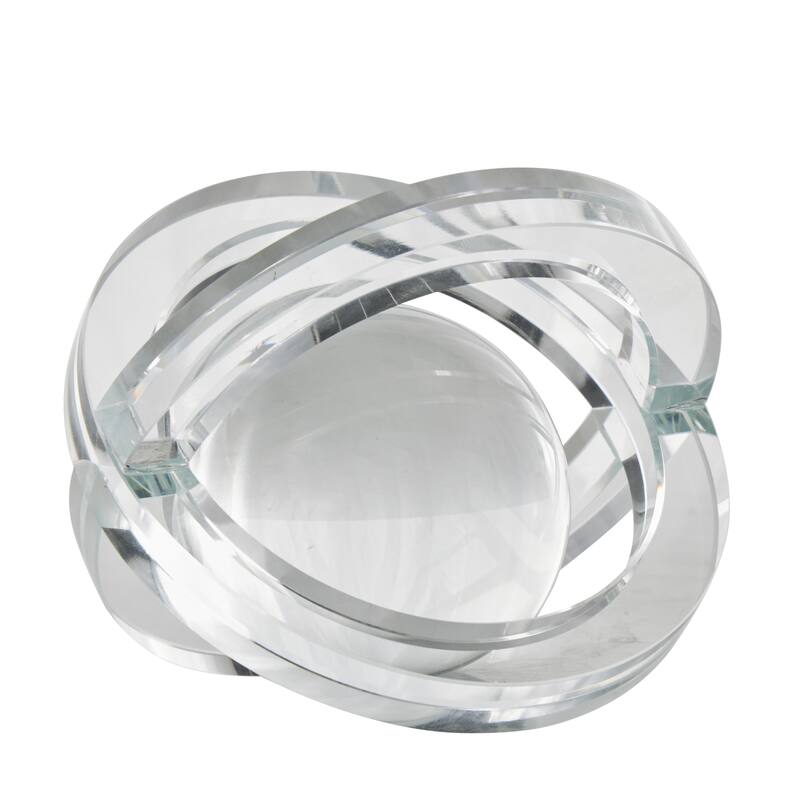 Glass Geometric Orb Decorative Sculpture with Overlapping Rings and Ball Center - Set of 3 Clear - Roche River Decor