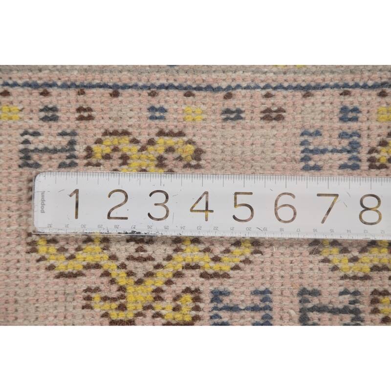 Tribal Geometric Khotan Runner Rug Hand-Knotted Wool Carpet - 2'7"x 8'0"