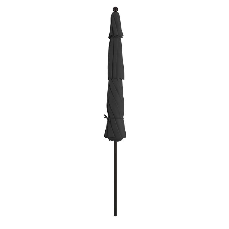 California Umbrella 11' Venture Series Patio Umbrella, Bronze Aluminum Pole Fiberglass Ribs Pulley Lift, Pacifica Pacific Blue