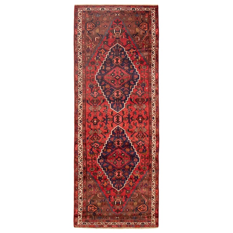 ECARPETGALLERY Hand-knotted Andelz Red Wool Rug - 3'7 x 9'8 - Red - 3'7 x 9'8