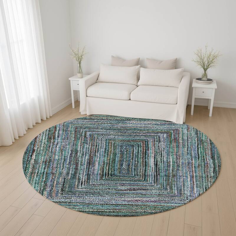 Premium Washable Super Soft Modern Dimensions Mayfield Rug - Teal - 8' x 8'