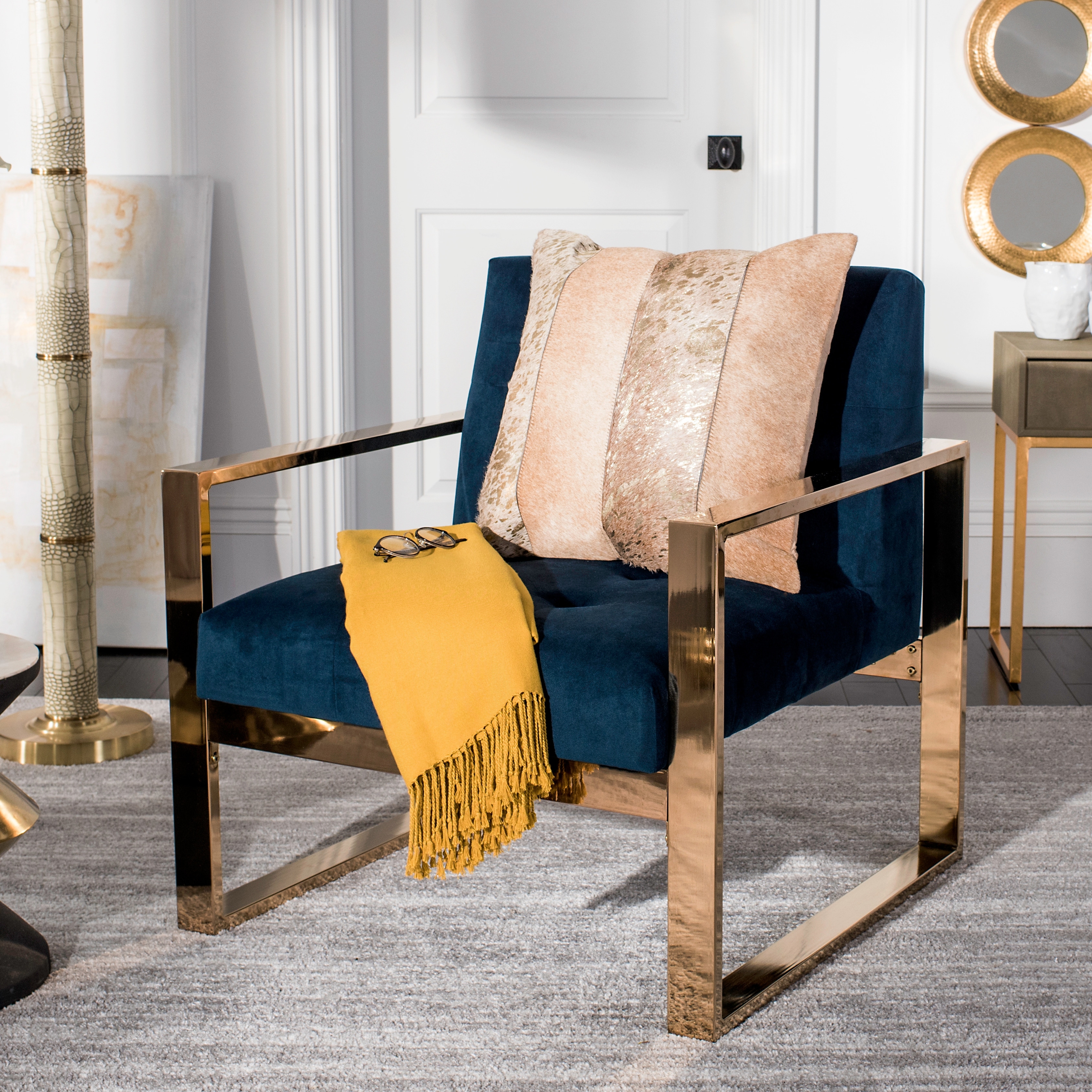 Gold cowhide pillow discount