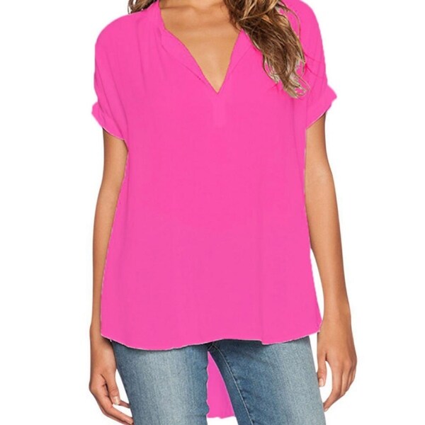 S-4Xl Plus Size Women Sexy V Neck Chiffon Blouse Ladies Summer Slim T Shirt. Opens flyout.
