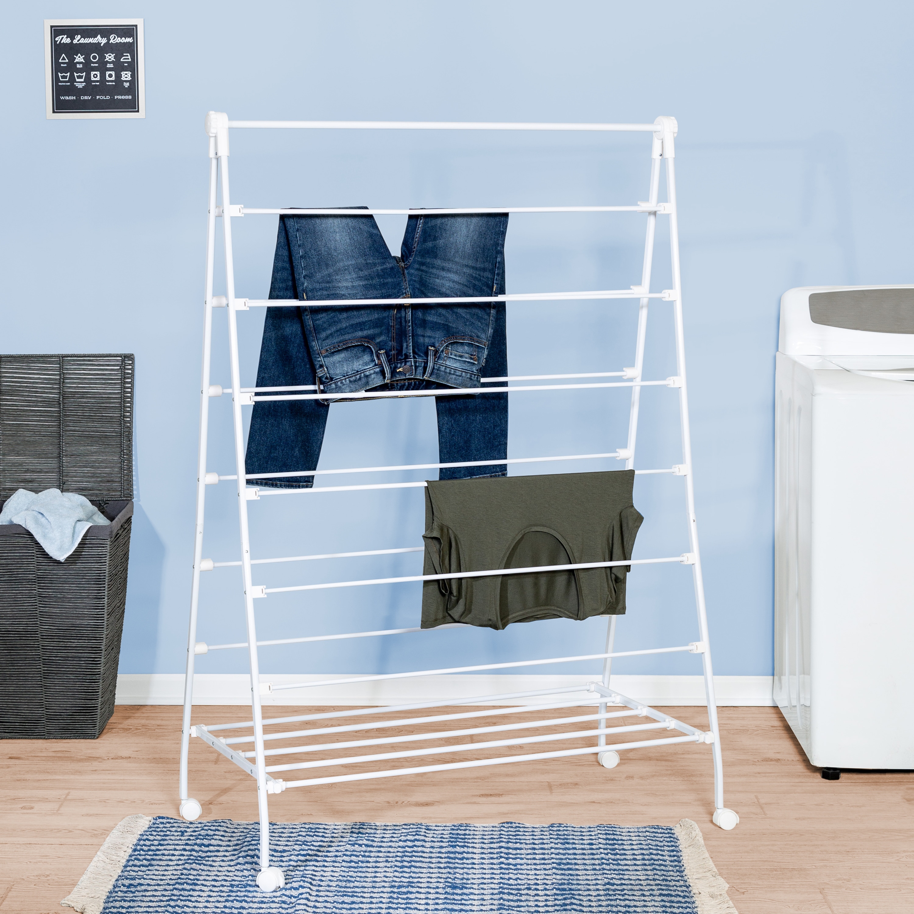 Whitmor 3-Tier Expandable Folding Metal Drying Rack, Silver 