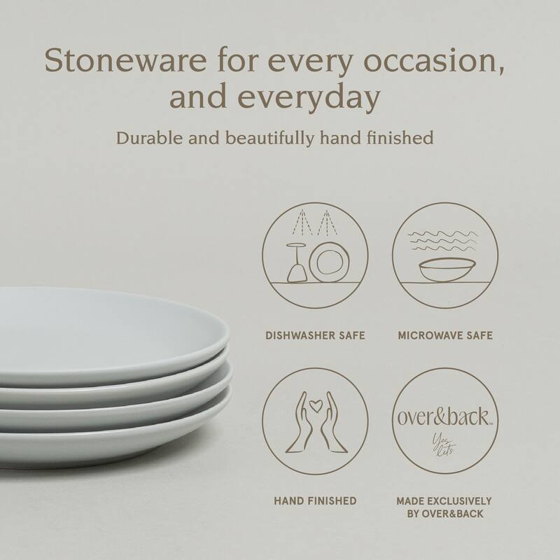 over&back Coupe Semi-Matte Stoneware Appetizer Plates, Set of 4