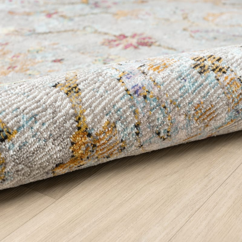 Sevita Gaia Contemporary Floral Green/Multi Performance Indoor Area Rug