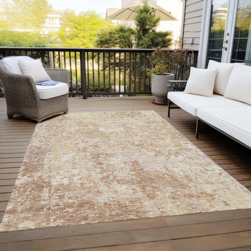 Machine Washable Indoor/ Outdoor Abstract Contemporary Chantille Rug
