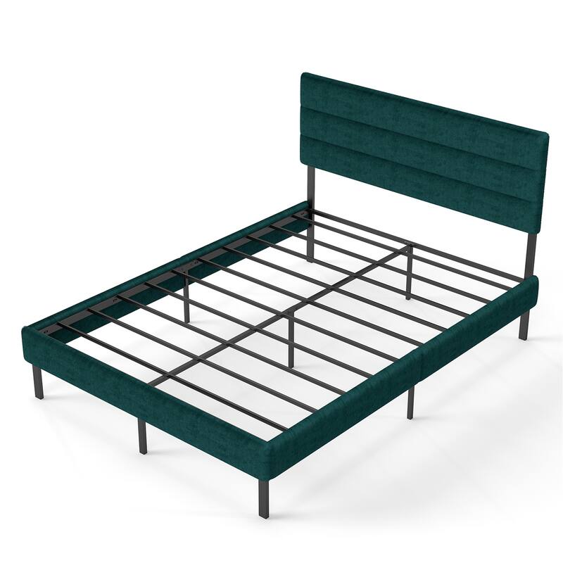 Queen Upholstered Platform Bed Frame with Headboard and 14" Underbed Storage