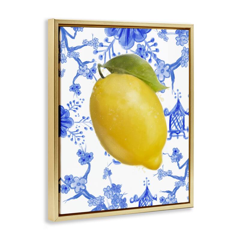 Stupell Lemon Over Chinoiserie Framed Floater Canvas Wall Art Design By Matthew Piotrowicz