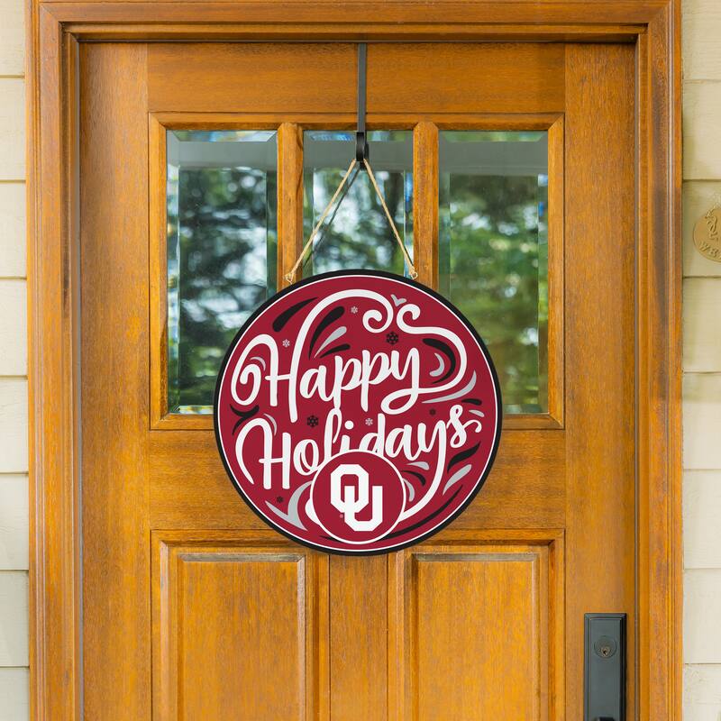 University of Oklahoma 18" x 18" Happy Holidays Door Décor Wall Sign - 18" x 18"