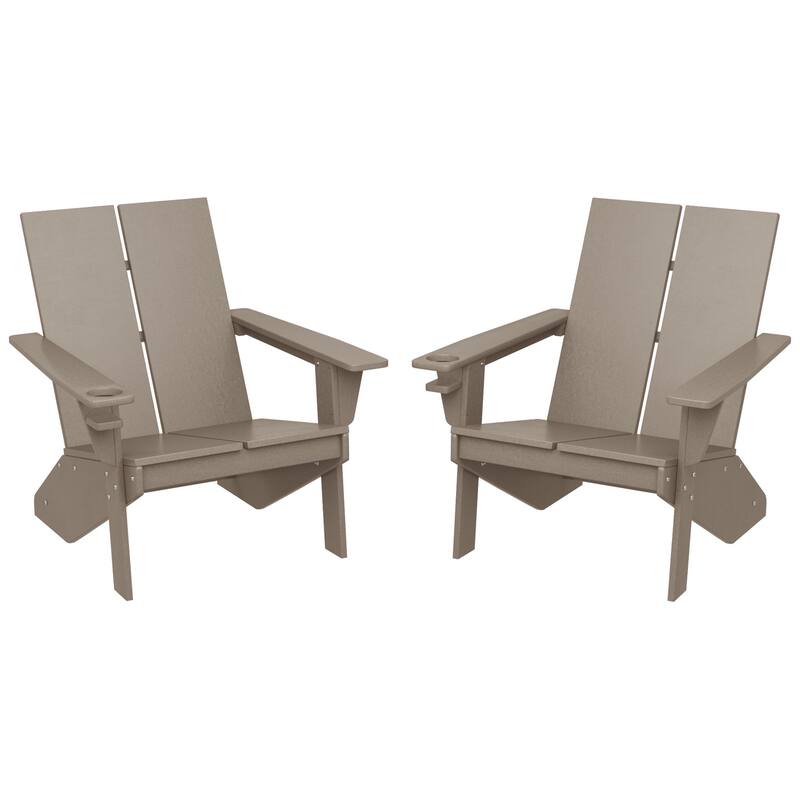 Coastin Modern Poly Adirondack Chair (Set of 2), Black