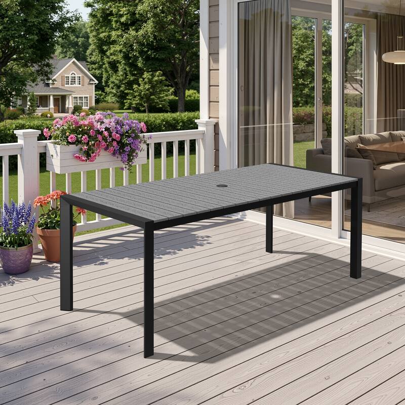 Pellebant Premium Outdoor Patio Aluminum Dining Table with Umbrella Hole