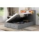 preview thumbnail 9 of 9, Gray Wood Hydraulic Platform Bed and Queen Size Storage LED Headboard