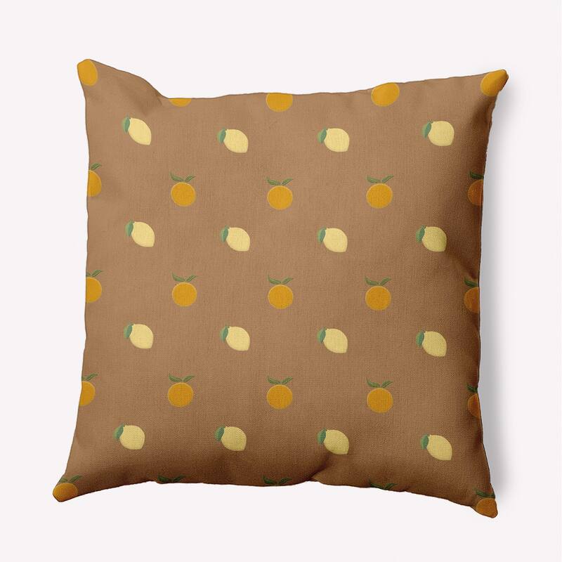 Oranges and Lemons Pattern Decorative Throw Pillow - 16" x 16" - Caramel