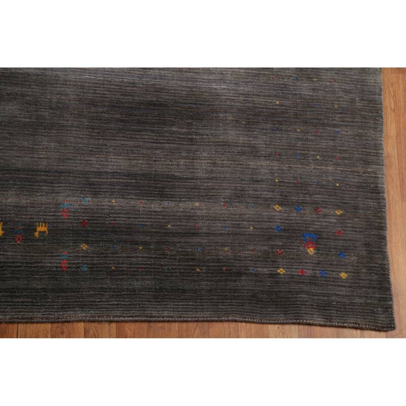 Striped Gabbeh Square Area Rug Handmade Wool Carpet - 9'10"x 9'7"