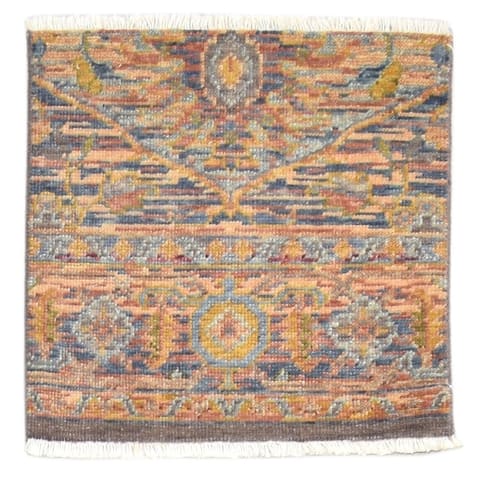 One of a Kind Hand-Knotted Modern & Contemporary 2' x 3' Oriental Wool Multi Rug - 2'0"x1'11"