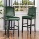 Glitzhome 45"H Faux Leather Counter Bar Stool Pub/ Bar chairs(Set of 2) with Back - Green