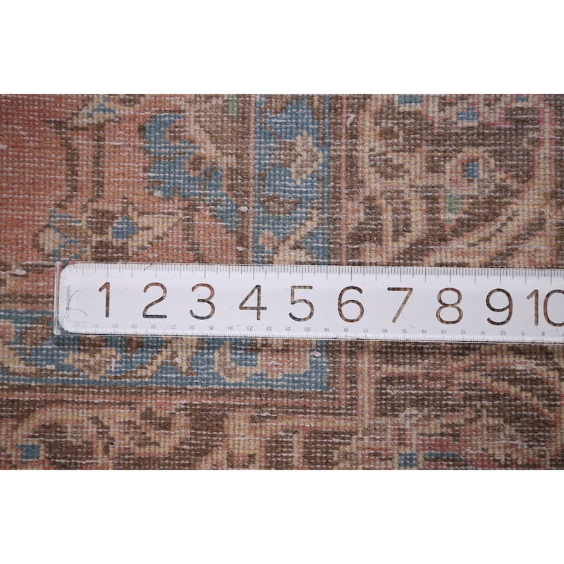 Pink Kashan Persian Vintage Runner Rug Handmade Wool Carpet - 3'11" x 12'9"