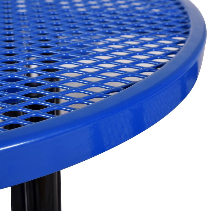 46" Round Outdoor Steel Picnic Table in Blue with Umbrella Hole