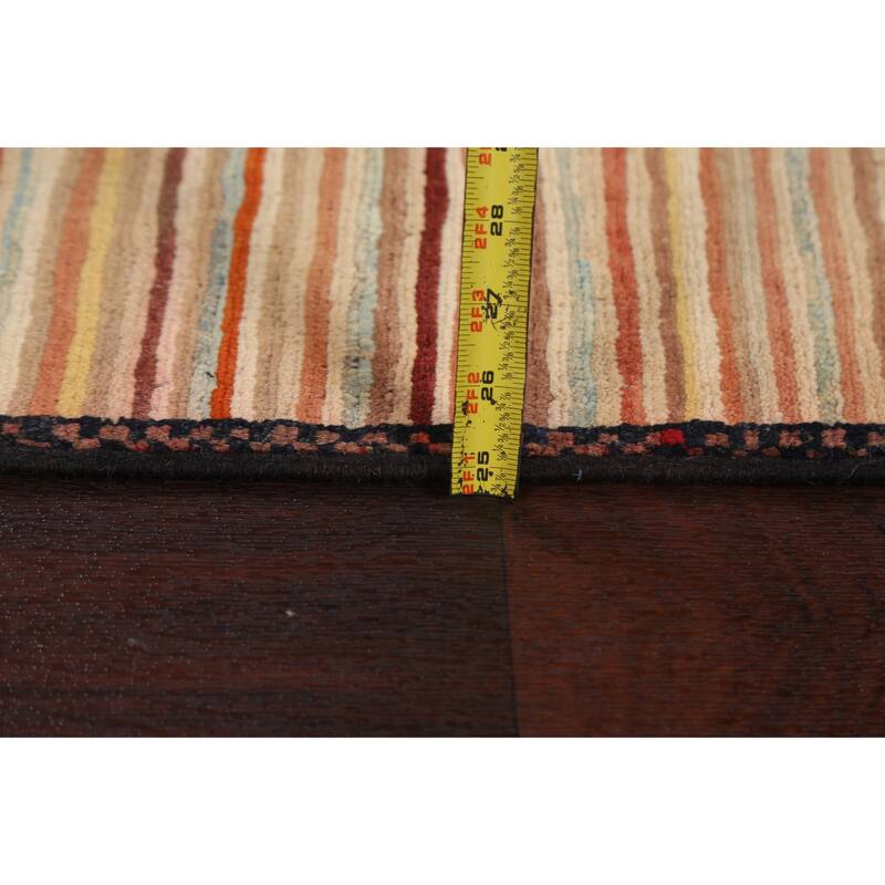 Modern Striped Gabbeh Kashkoli Oriental Area Rug Handmade Wool Carpet - 2'6" x 4'1"