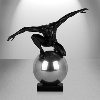 Equilibrium & Control- Matt Black and Chrome Sculpture - large