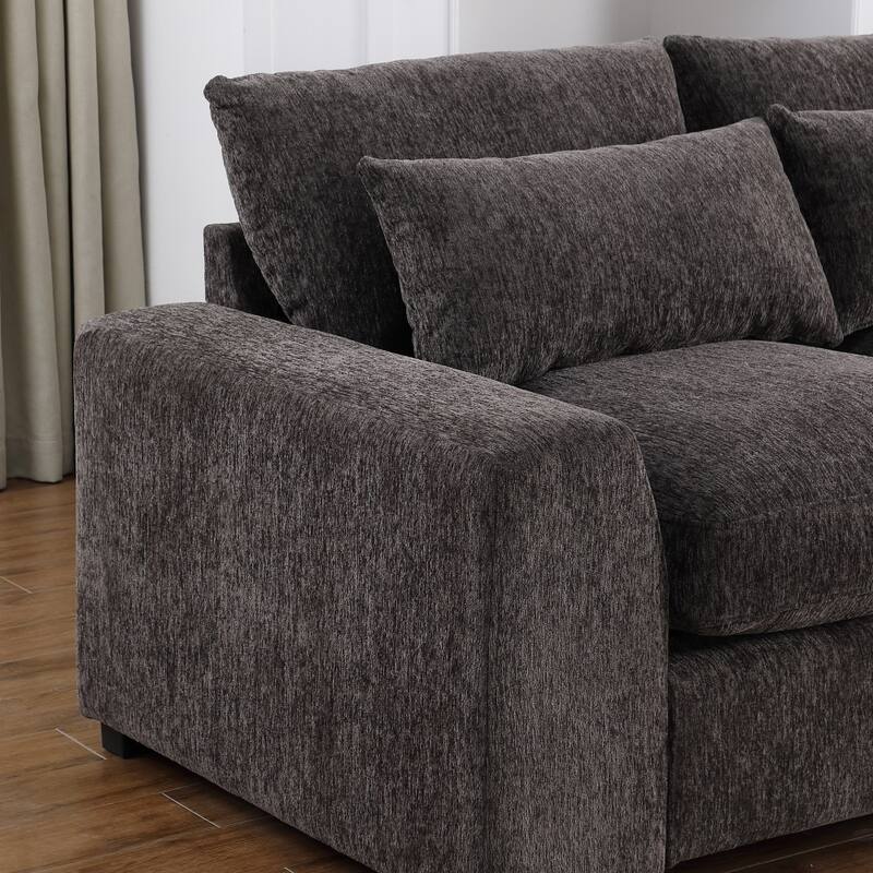 Modern Modular Sectional Sofa with Ottomans and Built-in Console, Cupholders
