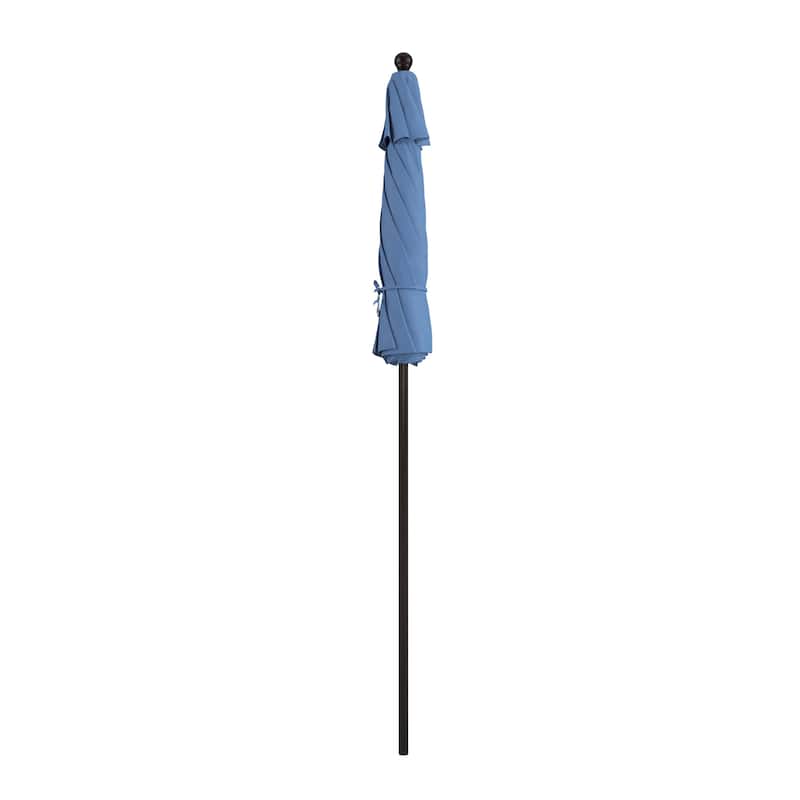 California Umbrella 7.5' Venture Series Patio Umbrella, Bronze Aluminum Pole Fiberglass Ribs Push Lift, Olefin Royal Blue