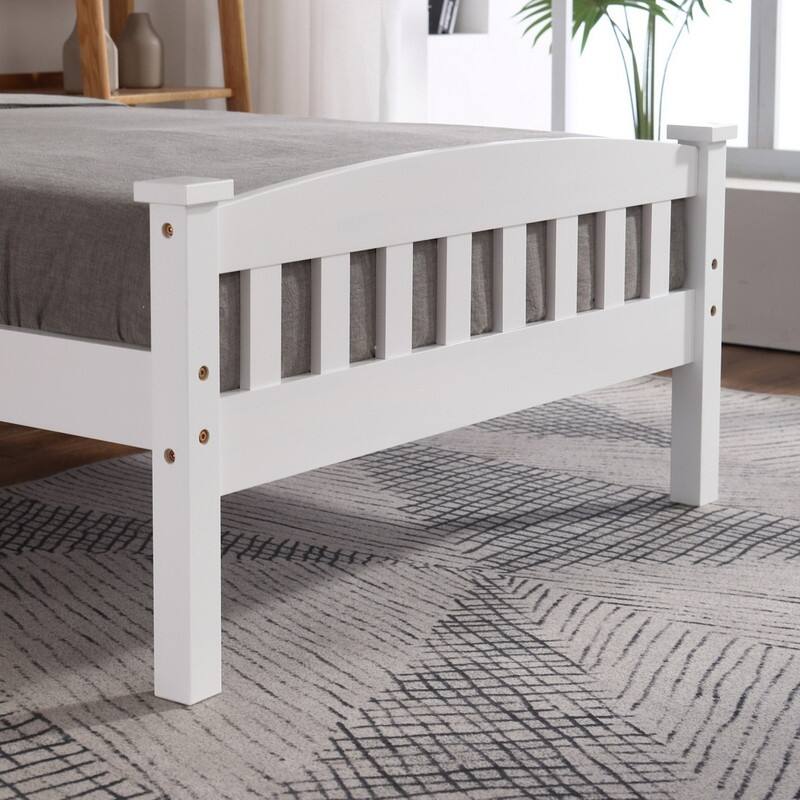 Vertical Wood Platform Bed With Headboard White