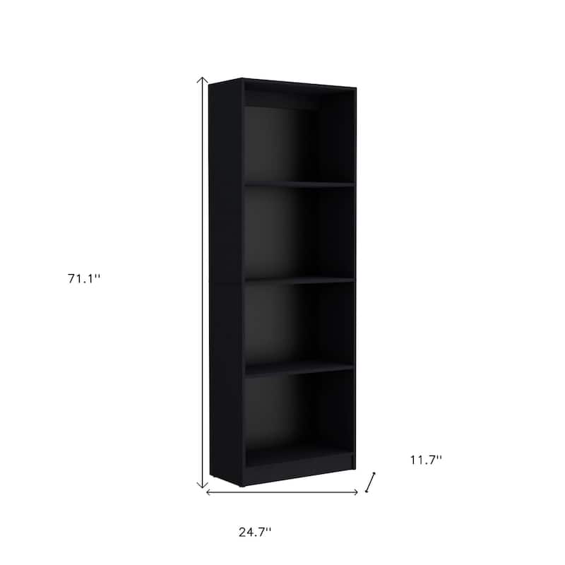 71inch Black Five Tier Bookcase with Two doors