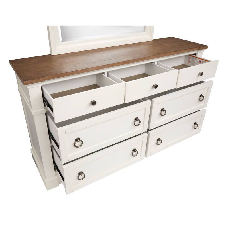 Magnussen Home Kingston Whisper White and Cerused Nutmeg Drawer Dresser