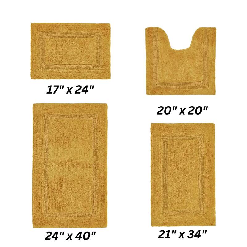 Better Trends Bath Rugs 100% Cotton Reversible Highly Water Absorbent Bathroom Rug for Shower, Sink, Bath Mats - Lux Collection