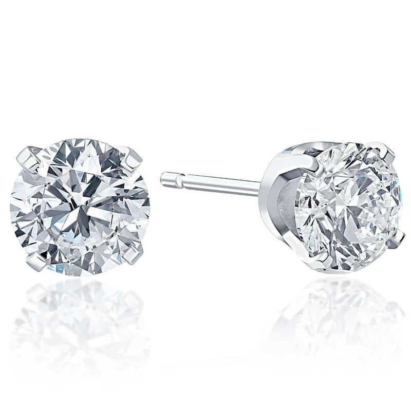 1/2 cttw Round Brilliant Cut Diamond Studs White Gold Enhanced