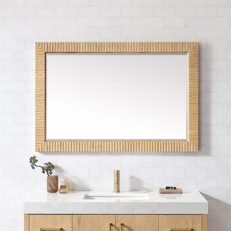 Osaka Rectangular Wood Framed Wall Bathroom Art Mirror