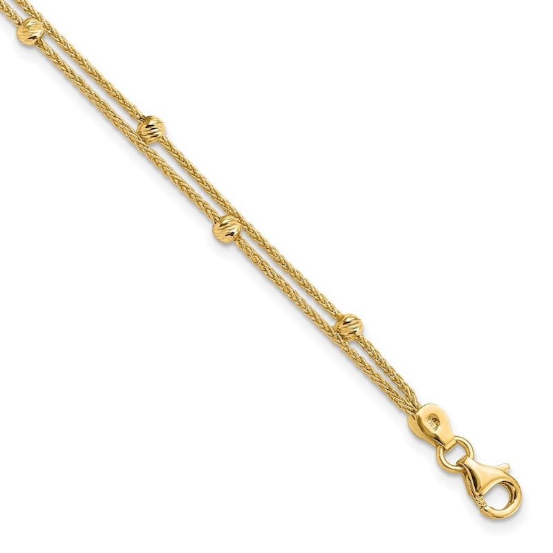 Curata 14k Gold Polished 2 Strand Bracelet 7.5 Inch