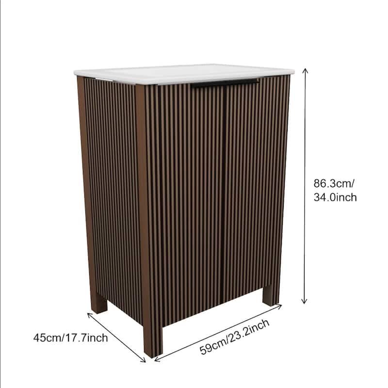 24" Floor Stand Bathroom Vanity Combo with 2 Doors and White Resin Basin Top