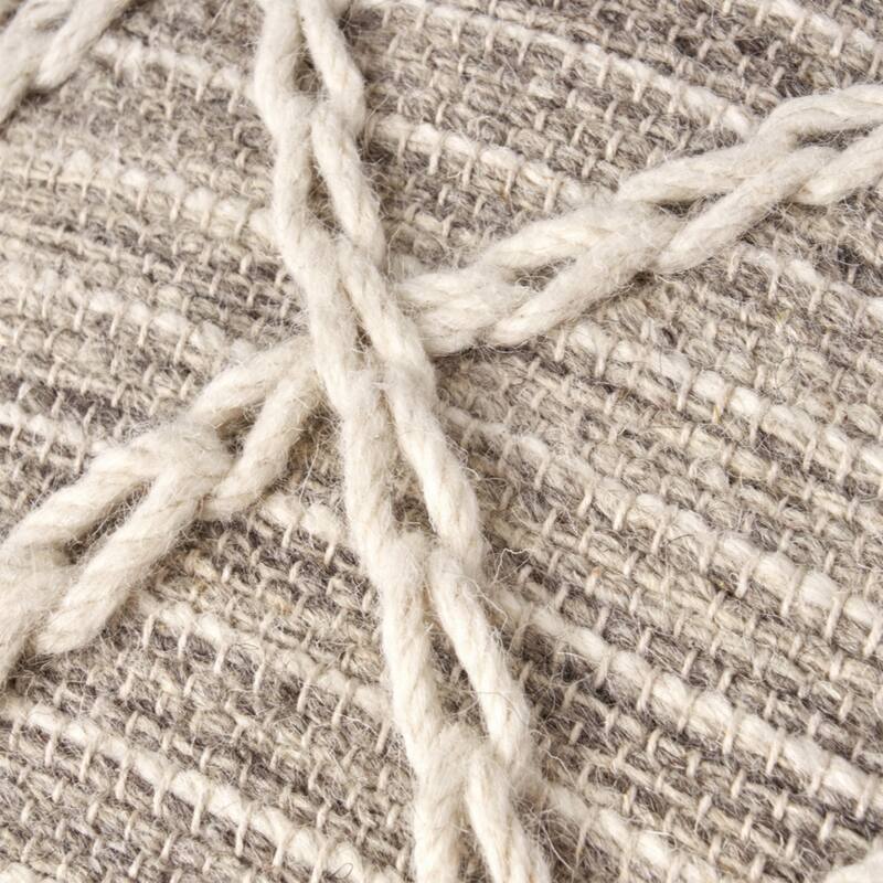 Rope Square Pouf, Gray and Ivory