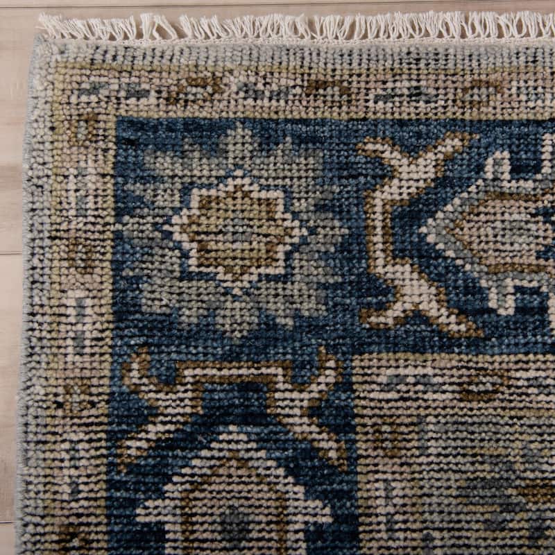 Alora Decor Antique Hand-Knotted Light Gray/Blue Floral Rug