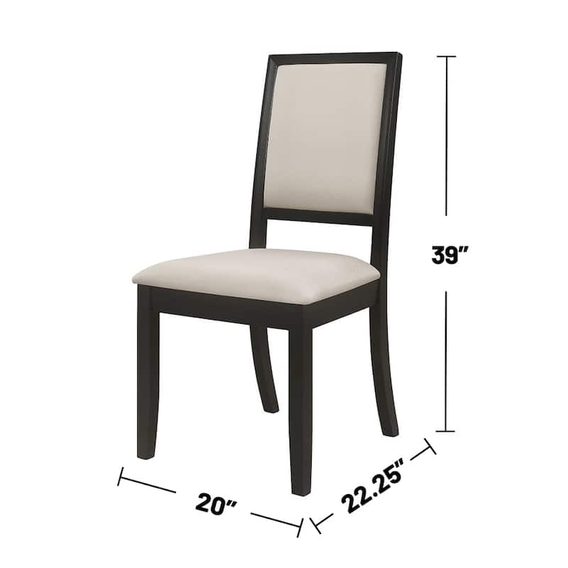 Set of 2 Upholstered Dining Side Chairs Black and Cream