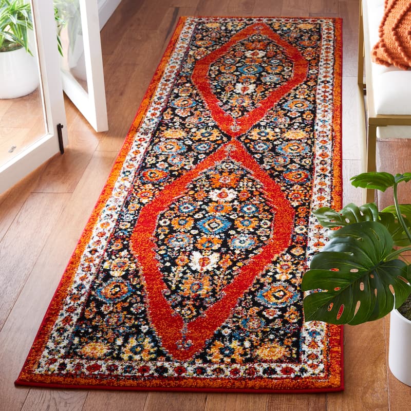 SAFAVIEH Vintage Hamadan Viveka Rug - 2'3" x 8' Runner - Red/Black