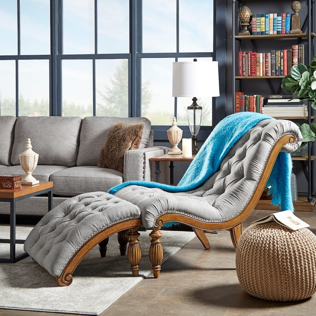 Bellagio Classic Tufted Chaise Lounge with Ottoman by iNSPIRE Q Artisan