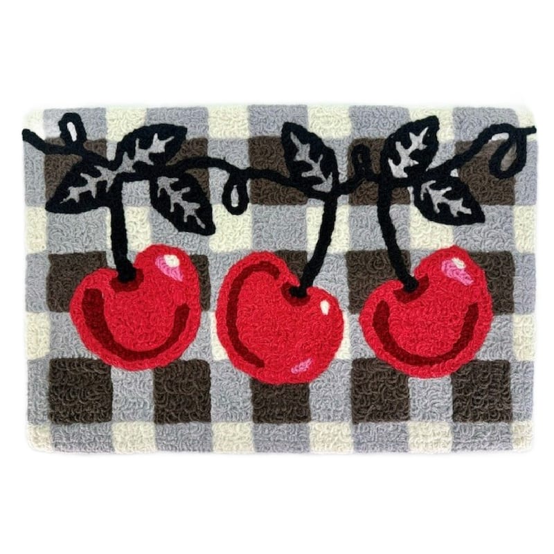 Jellybean Rug Cherries on Checks - 20" x 30"