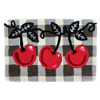 Jellybean Rug Cherries on Checks - 20" x 30"