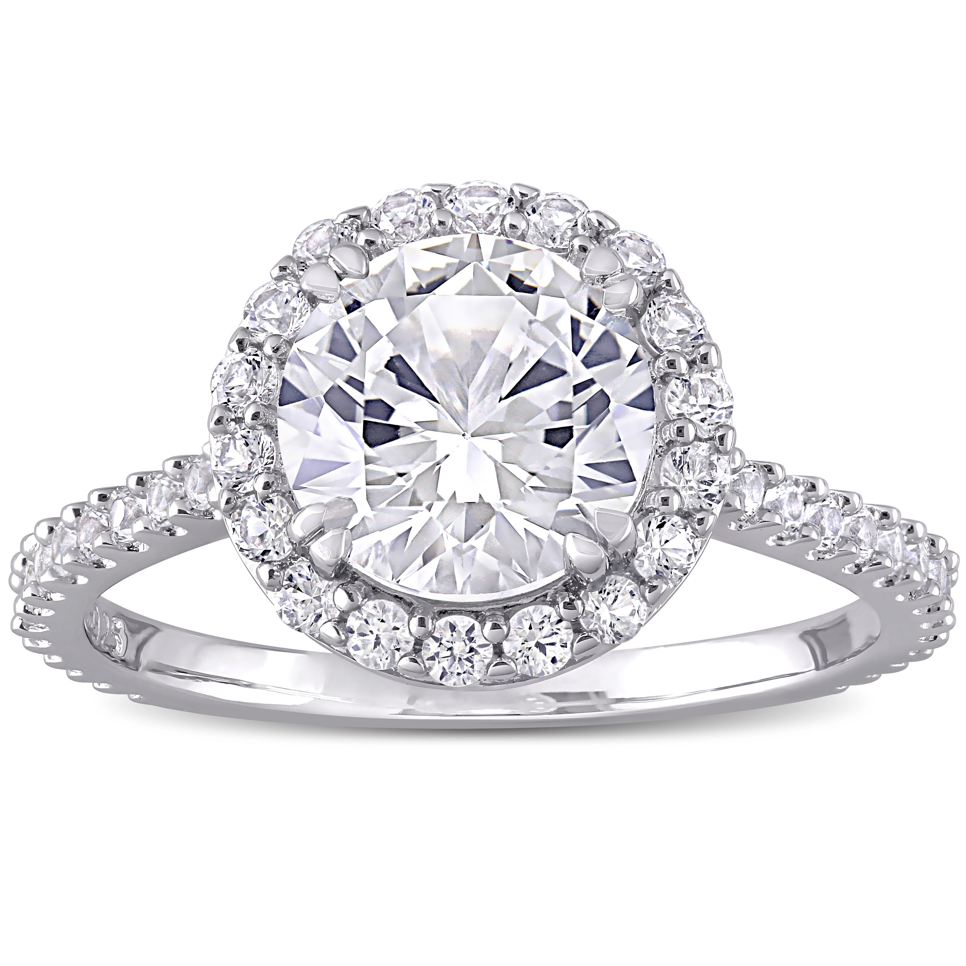 Miadora Sterling Silver 3ct TGW Created White Sapphire Halo Engagement ring